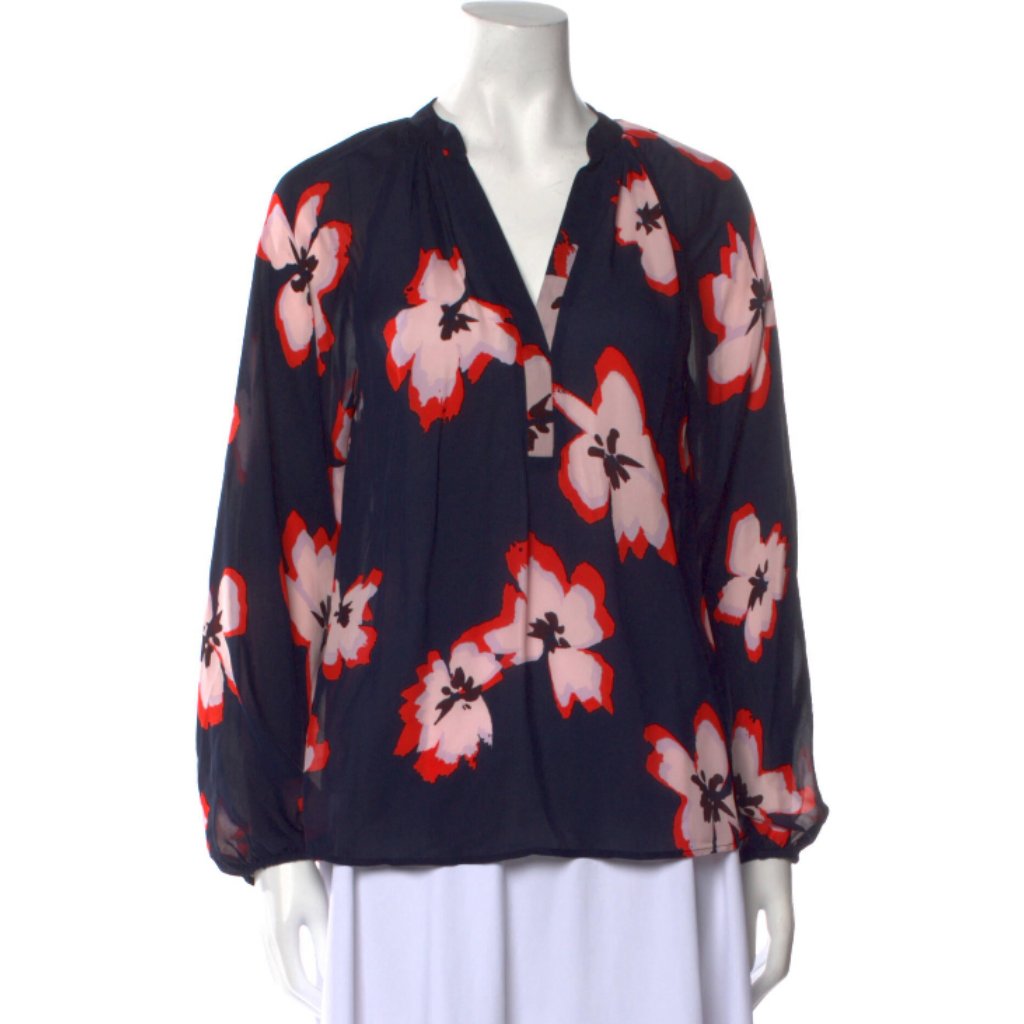 A.L.C. Silk Floral Print Blouse Size 2 Excellent Condition